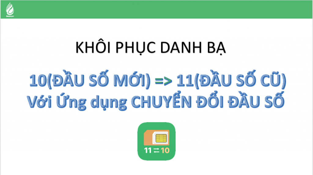 Cách khôi phục toàn bộ danh bạ từ đầu số mới trở lại đầu số cũ